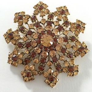Vintage Mod Earth Tone Rhinestone Brooch
